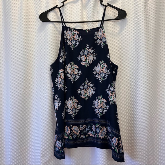 LOFT Navy Floral High Neck Camisole - Picture 2 of 4